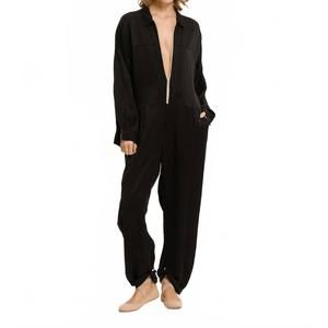 NEW CALI DREAMING front zipper detail flightsuit in black